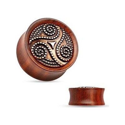 Šperky4U dřevěný plug do ucha Rose Wood s ornamenty PL01173-08