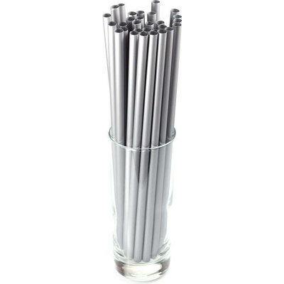 Gastro obaly Znovupoužitelné plastové brčko JUMBO stříbrné 25 cm 8 mm 6000 ks