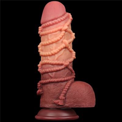 LoveToy Dual Layered Platinum Silicone Cock with Rope Straight 9.5"