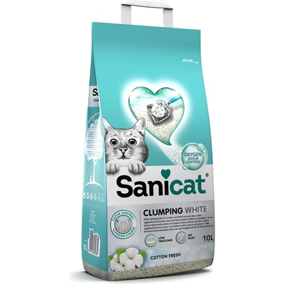 Sanicat Sanicat слепваща постелка за котешка тоалетна с аромат на цъфнал памук - 2 x 10 л