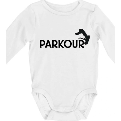 Parkour salto Body dojčenské s dlhým rukávom biele