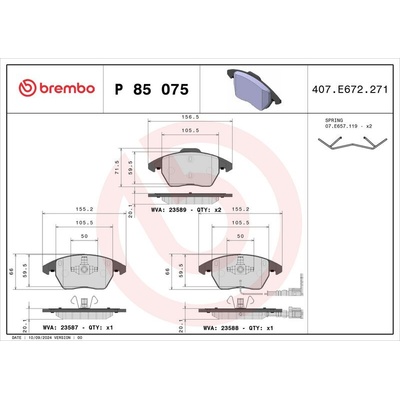 Sada brzdových destiček BREMBO P85075
