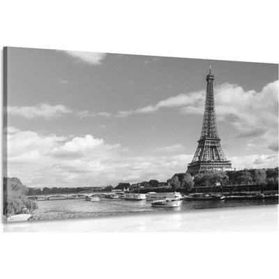 Obraz nádherná panoráma Paríža v čiernobielom prevedení