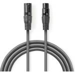 Nedis COTH15012GY05 DMX адаптерен кабел, XLR 3 pin мъжки, XLR 3 pin женски, никелиран, 0, 50 m, кръгъл, PVC, тъмно сив (COTH15012GY05)