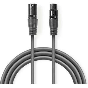 Nedis COTH15012GY05 DMX адаптерен кабел, XLR 3 pin мъжки, XLR 3 pin женски, никелиран, 0, 50 m, кръгъл, PVC, тъмно сив (COTH15012GY05)
