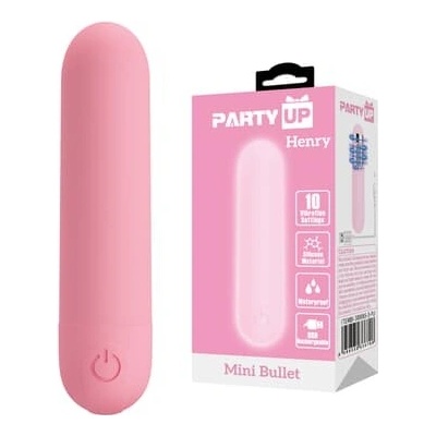 Party Up mini bullet vibrátor USB nabíjateľný pudrovo Henry