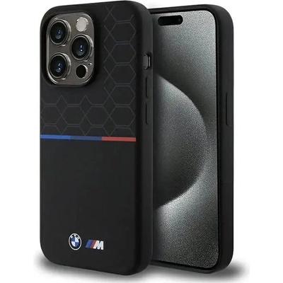 BMW Кейс BMW M Silicone Pattern MagSafe за iPhone 15 Pro, черен (BMW000818-0)
