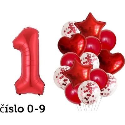 balonky.cz Helium set červená hvězda +červené balónky KRÁSNÉ NAROZENINY