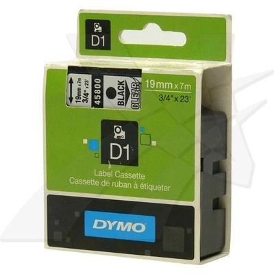 Páska Dymo D1 19 mm x 7m, černý tisk/průhledný podklad, 45800, S0720820