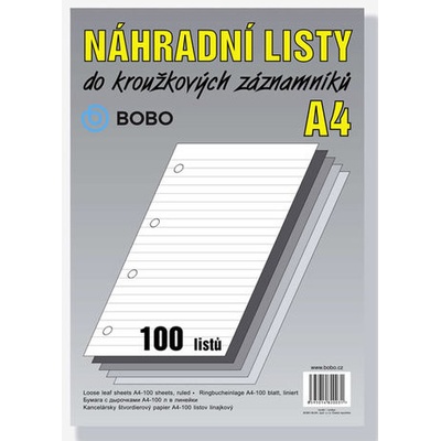 Náhradní listy A4, linka, 100 listů