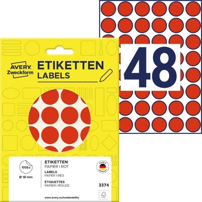 Avery Zweckform 3374 Samolepící kolečka 18 mm 1.056 ks červené