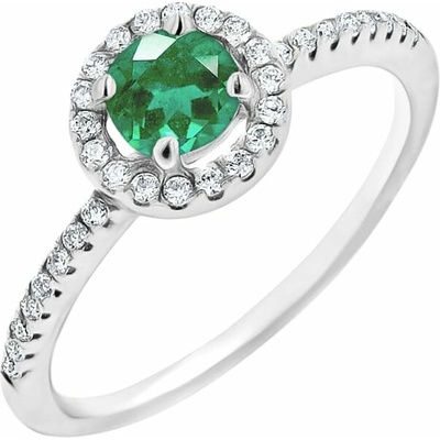 Eppi Halo prsten se smaragdem a lab grown diamanty Kerau R46801