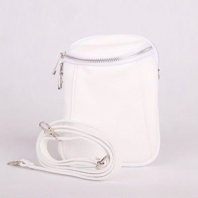 Vera Pelle Dvouoddílová malá kožená crossbody kabelka no. 72 bílá
