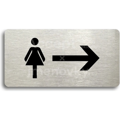 ACCEPT Piktogram WC ŽENY VPRAVO - stříbrná tabulka - černý tisk bez rámečku