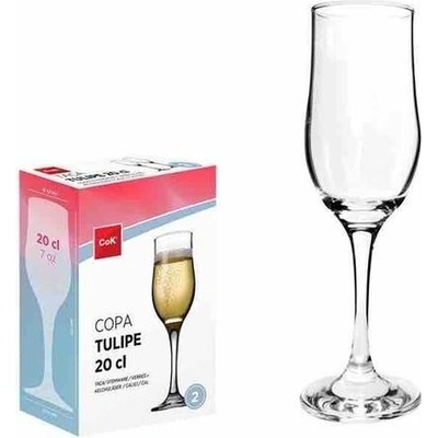 Cegeco SKLENIC NA ŠAMPAŇSKÉ TULIPE SKLO 2 x 200 ML