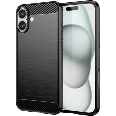 Gigapack iPhone 16 GIGAPACK Силиконов протектор за телефон, удароустойчив, карбонов модел, ЧЕРЕН GP-160155 (GP-160155)
