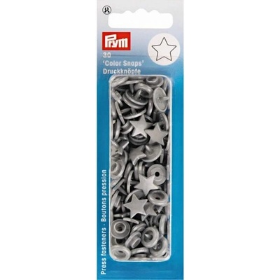 Prym Patentky plastové, hvězda 12 mm, stříbrnošedá