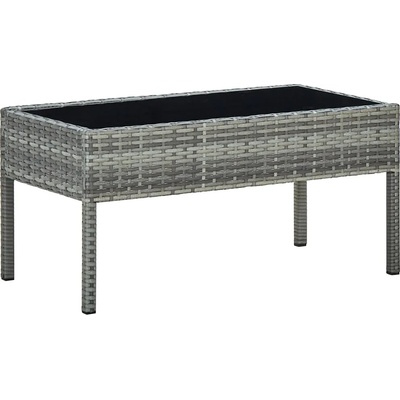 vidaXL Градинска маса, сива, 75x40x37 см, полиратан (45905)