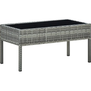 vidaXL Градинска маса, сива, 75x40x37 см, полиратан (45905)