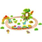 Tooky Toy Дървено влакче с релси и динозаври 40 части - Tooky Toy