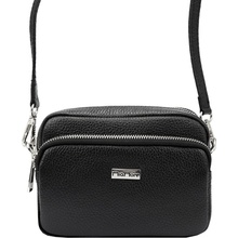 Dvouoddílová malá kožená crossbody kabelka Mia More no. 062 černá
