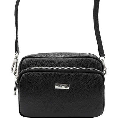 Dvouoddílová malá kožená crossbody kabelka Mia More no. 062 černá