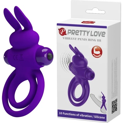 Двоен пенис пръстен с вибрации, зайче - Vibrant Penis Ring Purple 3 (DEBRA01393)