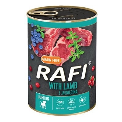 Dolina Noteci Rafi Junior с агнешко, червена боровинка и синя боровинка - 400 г консерва