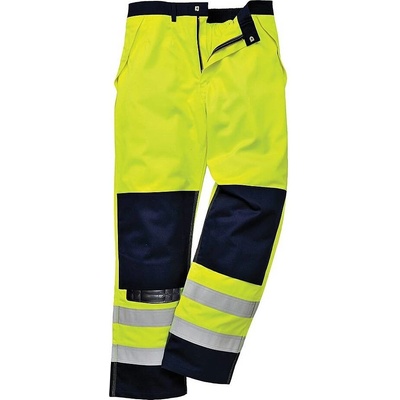 PortWest kalhoty Hi-Vis Multi-Norm FR62 do pasu Žluto-navy