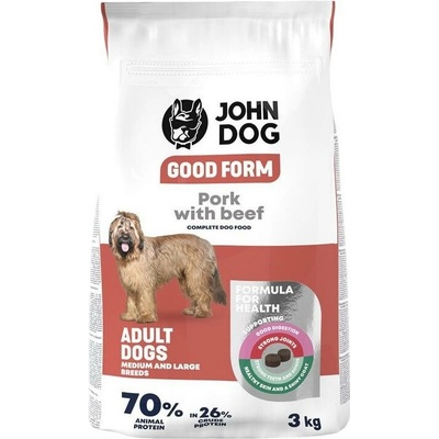John Dog Good Form Adult Medium and Large Breeds Pork and Beef 3 kg