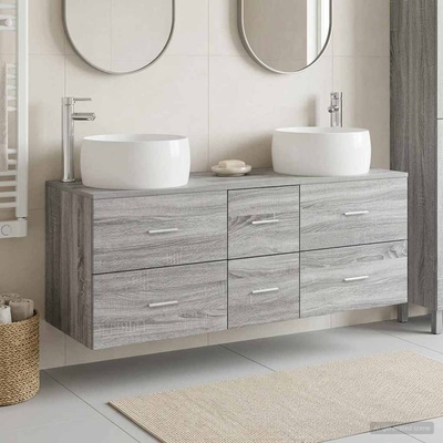 vidaXL Комплект мебели за баня 3 бр. Сив Сонома 49, 5 x 44, 5 x 66 см (3405936)