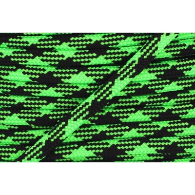 Paracord 550 fluorescentní zelená x černá Jednotka: 50m