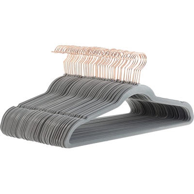 Amazon Basics Velvet Slim Non-Slip Suit Hangers Pack of 50 Grey/Gold - AH_vnv1008