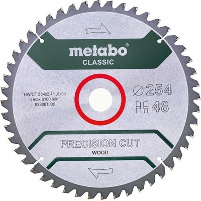 Kotoučová pila na dřevo Metabo 254 x 30 mm, 48 zubů, pokosová pila pila