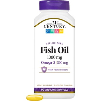 21st Century Fish Oil Reflux Free, 1000 mg, 90 меки капсули, 21st Century (9143)