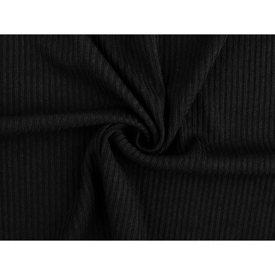 Žebrovaná šatová pletenina / svetrovina, střední, 6 (347 g/m²) černá
