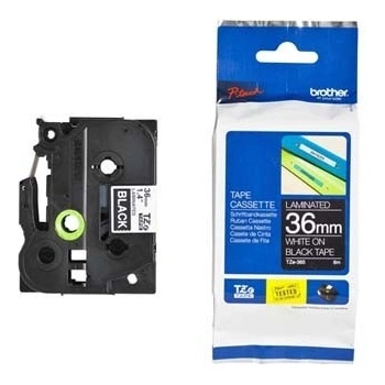 Brother TZ-365 / TZe-365, 36mm x 8m, бял печат / черен фон, оригинална лента (TZE365)