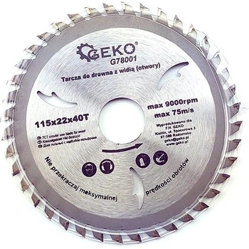 GEKO Kotouč pilový vidiový s otvory, 115x22x40T
