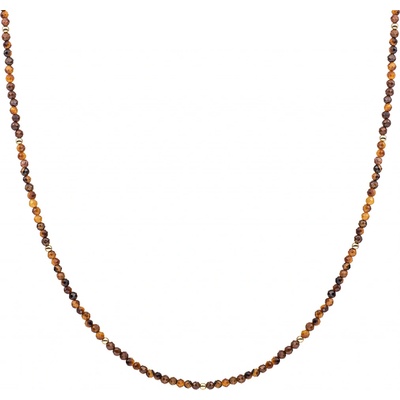 Sparkling Jewels Korálkový náhrdelník s tygřím okem NLK04G-G09 – Zboží Mobilmania