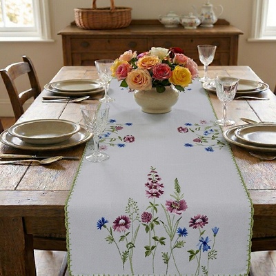 Raebel Biely obrus Vyšívaný 6039 biela Polyester 40x90 cm