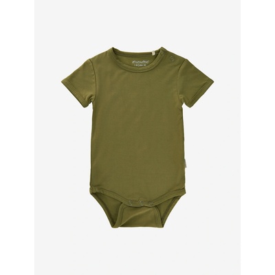 Detské bambusové body s krátkym rukávom Khaki Dried Herbs MINYMO