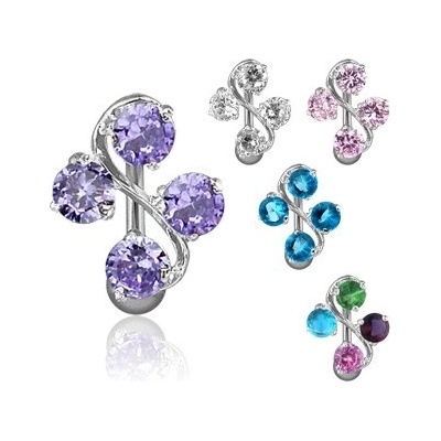 Šperky eshop piercing do pupíku esíčko a yři zirkony C29.5 aqua