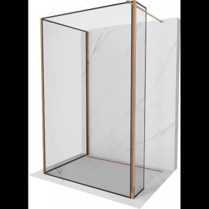 Mexen Kioto преграда за душ Walk-in 140 x 90 x 40 см, черна рамка, розово злато - 800-140-090-221-60-70-040 (800-140-090-221-60-70-040)
