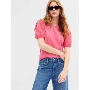 GAP Тениска с дантелени ръкави GAP GAP | Rozov | ЖЕНИ | XXS