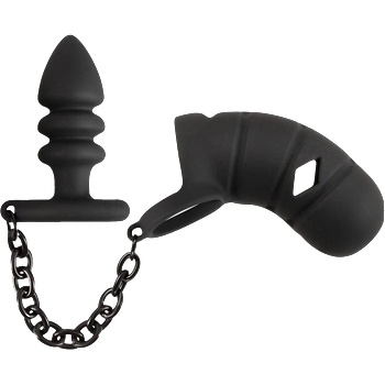 ostatní Cock cage with butt plug