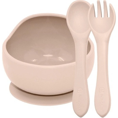 PETITE&MARS Set jedálenský silikónový TAKE&MATCH miska príbor Desert Sand 6m+ VP-F171125 2 ks