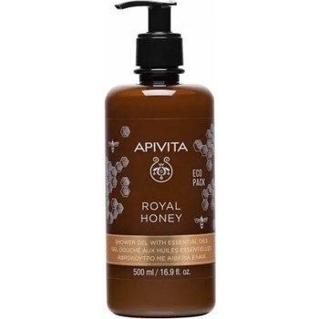 APIVITA Душ гел с кремообразна пяна и натурални масла Мед , Apivita Royal Honey Shower Gel with Essential Oils 500ml Eco Pack
