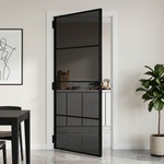 vidaXL Вътрешна врата 102, 5 x 201, 5 cm Закалено стъкло и алуминий (42054104)