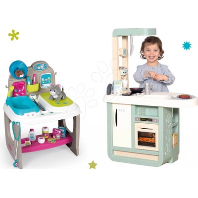 Smoby Cherry Kitchen Green set kuchynka so zvukmi so zverolekárskou ordináciou pre zvieratká