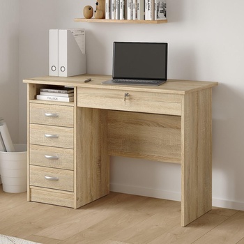 Бюро Function Plus с 5 чекмеджета и заключване Дъб сонома